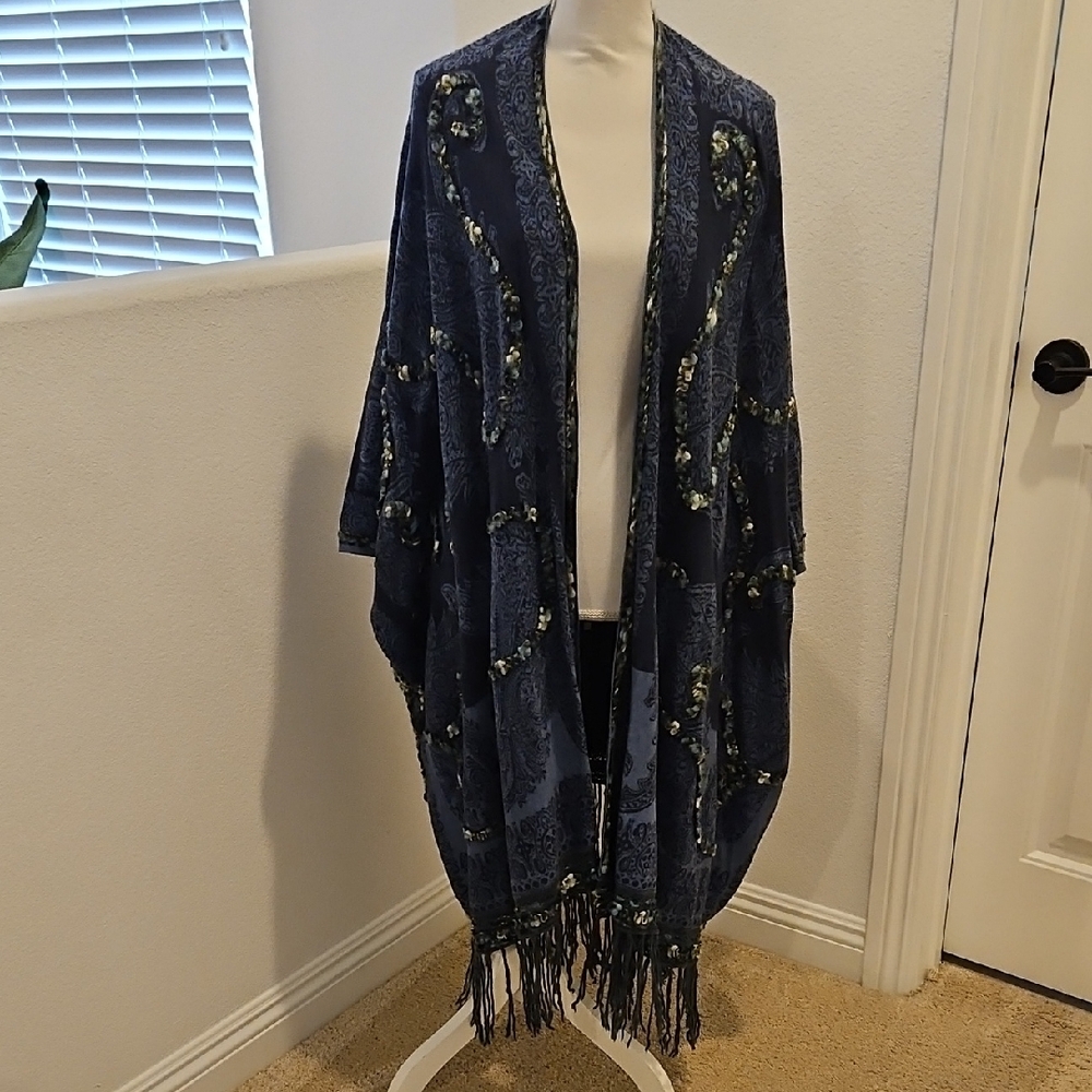 Free People Hendrix Kimono Blue Cardigan One Size